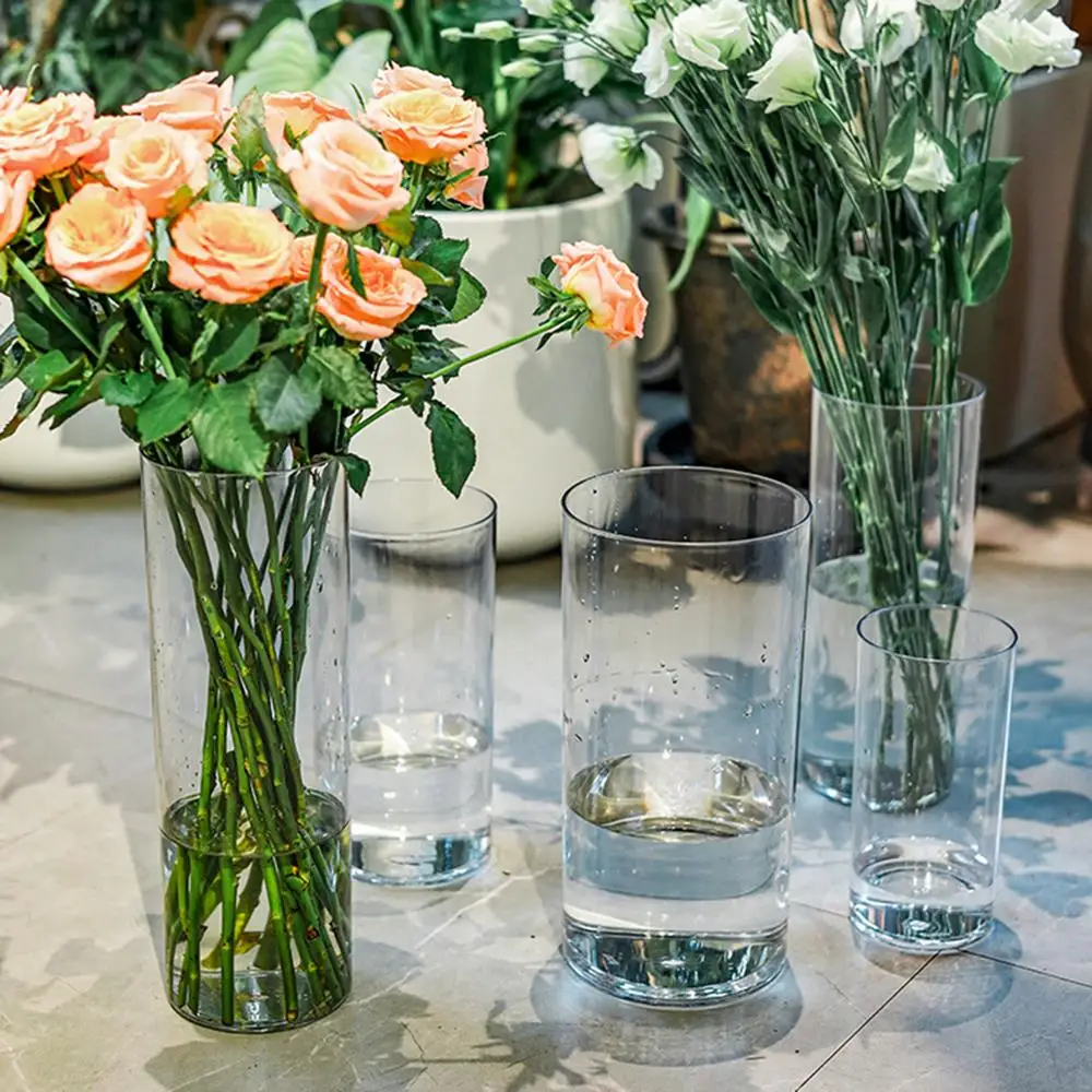 2024 New Acrylic Clear Cylinder Flower Vase Tall Large Plastic Vases For Wedding Centerpieces Hydroponic Decor Shatterproof Vase