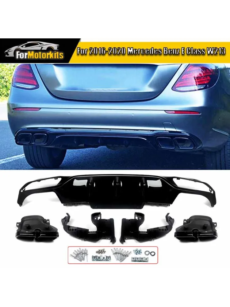 Lèvre de diffuseur de pare-chocs arrière avec tuyaux d'échappement, kit de carrosserie d'échappement pour Mercedes Benz W213 Standard E200 E300 E250 2017 – 2020 E63