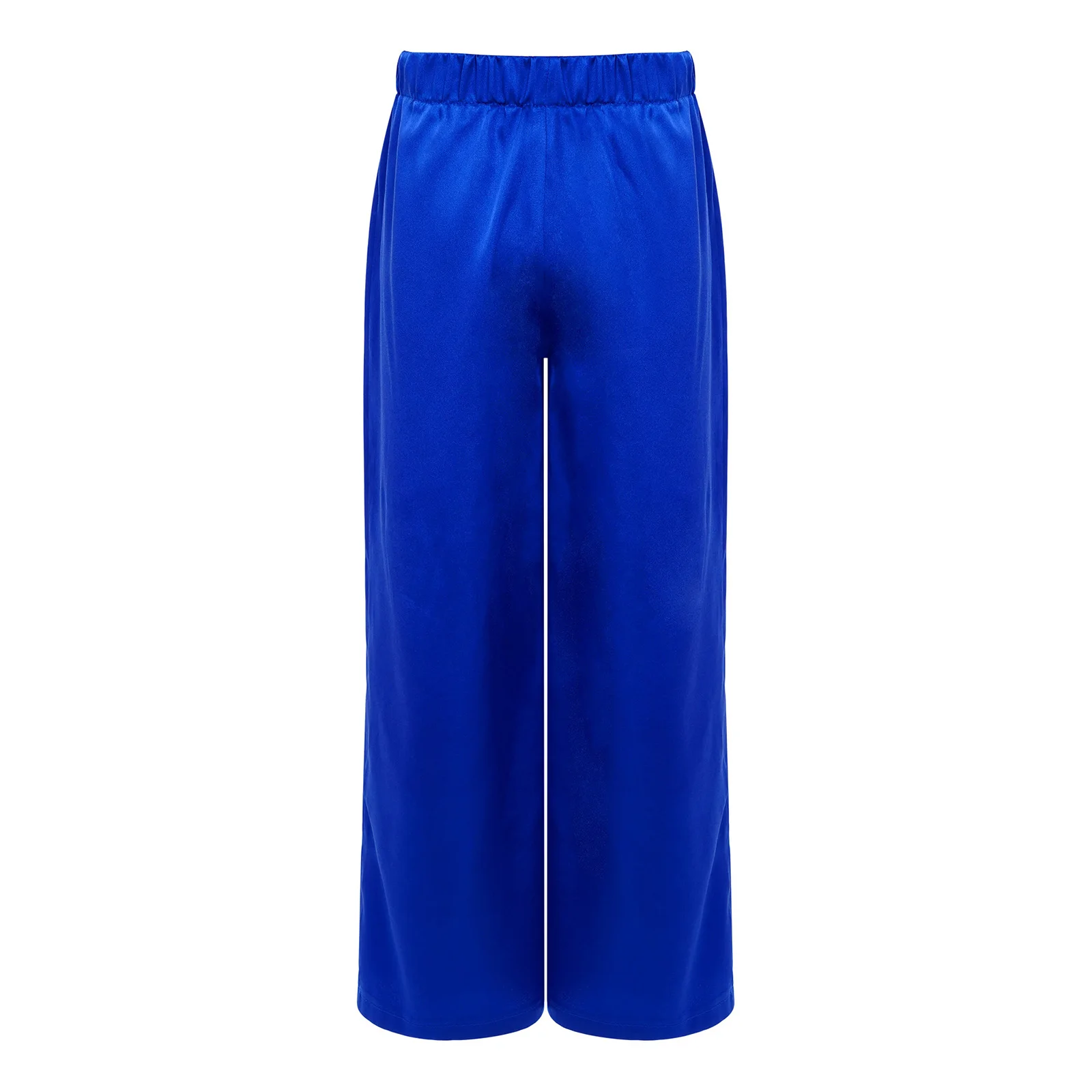 Kid Boys Girls Worship Praise Dance Pants Satin Church Choir Performance Costume Elastic Waistband Solid Color Wide-Leg Trousers
