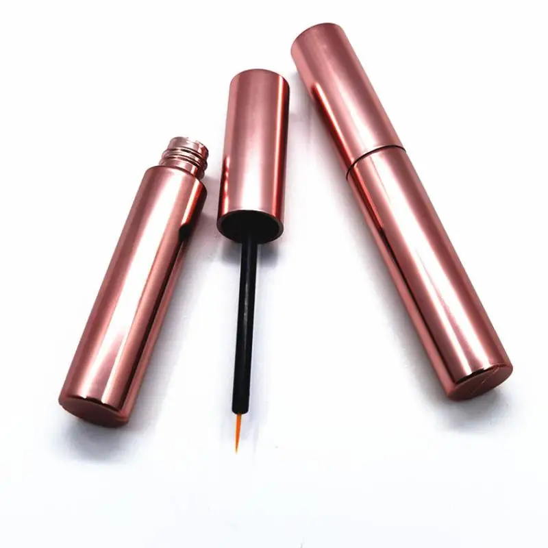 Garrafas vazias de delineador em ouro rosado 10ml, recipientes de tubo de cola para cílios, garrafas líquidas para crescimento de cílios, garrafas recarregáveis de delineador