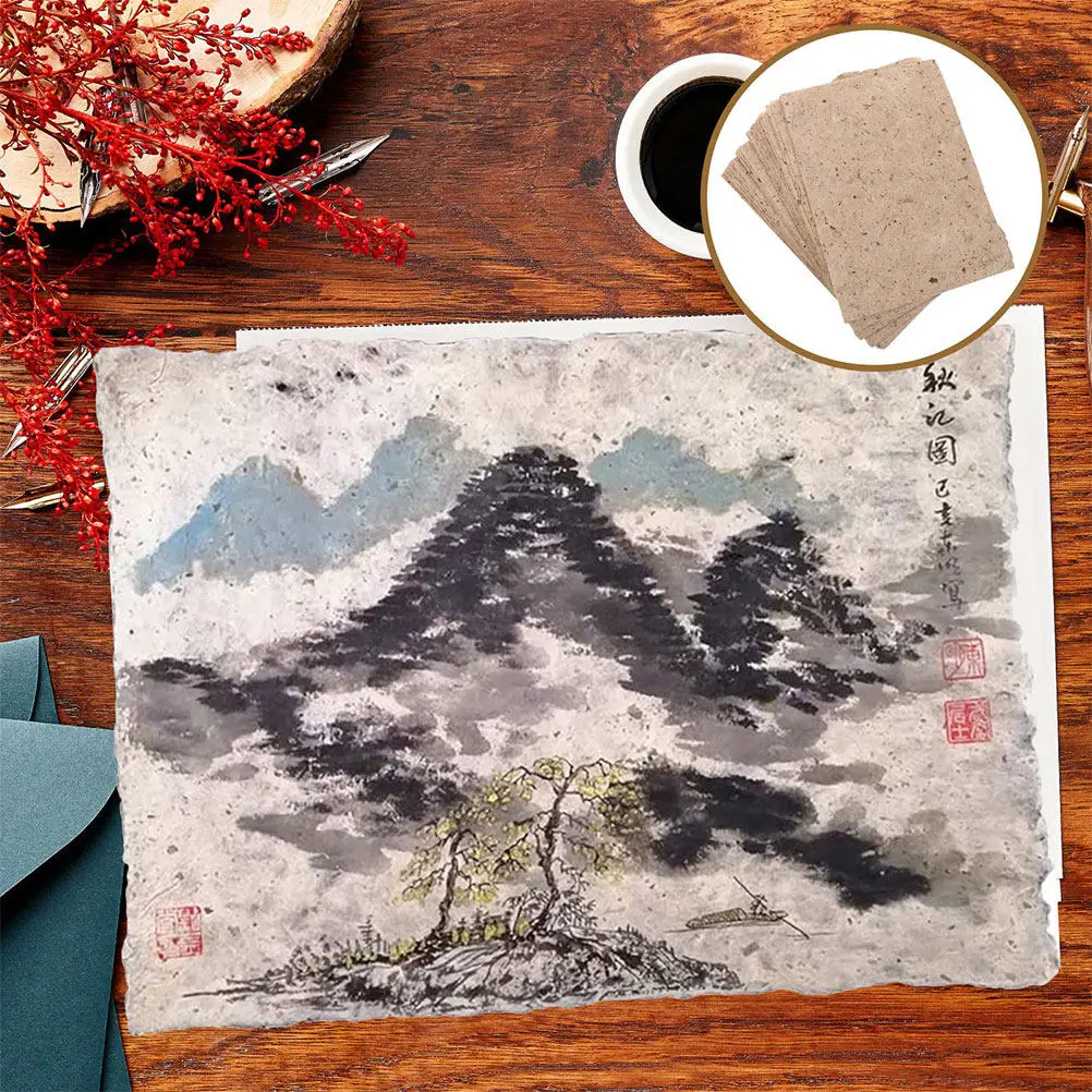 20Pcs Handmade Sangpi Bark Paper Vintage Style for Decoupage Calligraphy DIY Painting Scrapbook Craft Sheets Rice Paper