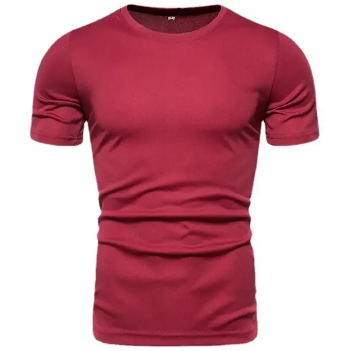 Men's short sleeved solid color T-shirt casual round neck