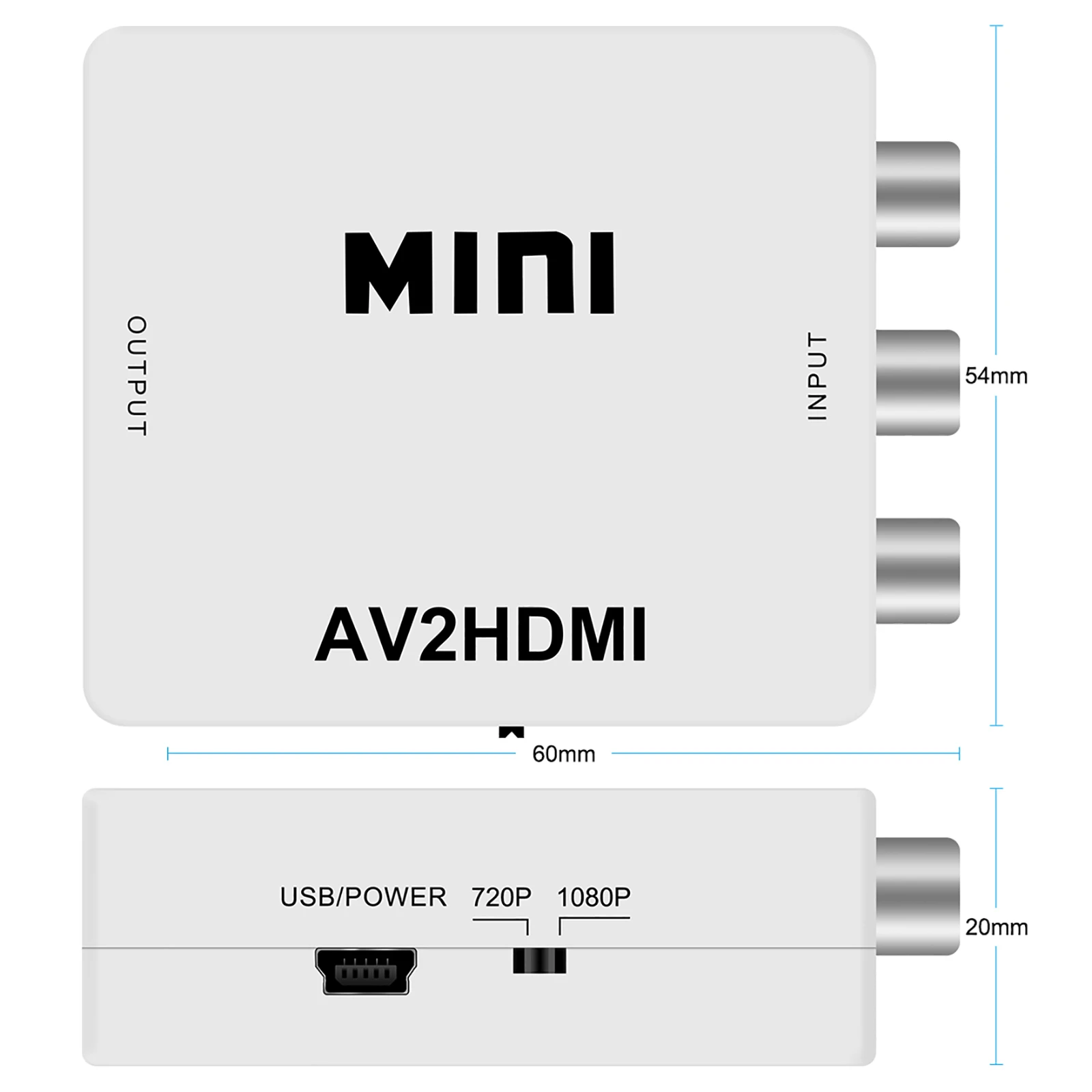 Mini convertisseur de signal AV vers HDMI Full HD 1080P, pour TV VHS VCR DVD