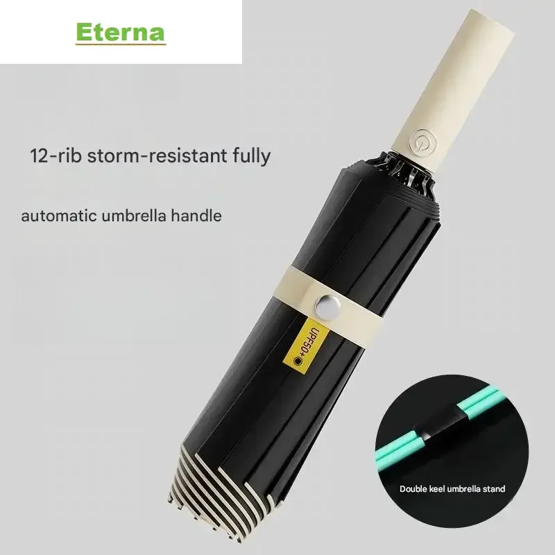 Fully Automatic Reverse Umbrella Folding UV Protection Waterproof Sun & Rain All-Weather Compact Car Umbrella for Women