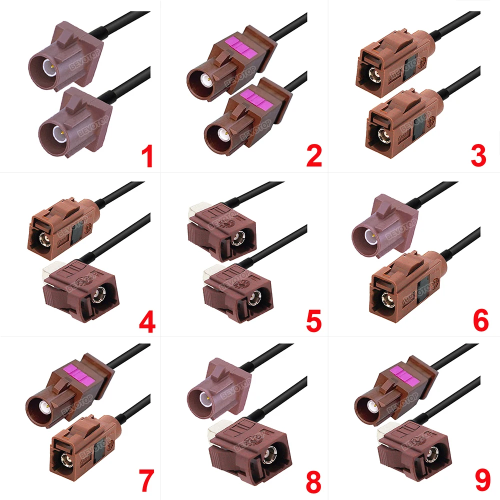 1PCS 10CM~20M Brown Fakra F Male / Female RG174 Pigtail for TV SDARS Camera Connection Cord BEVOTOP Custom-Made Fakra Jumper