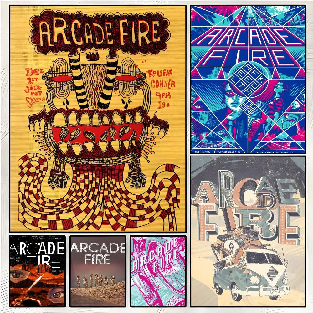 Arcade Fire Rock Band Painting Calligraphy Wall Art Mural Living Room Canvas Decor Gifts