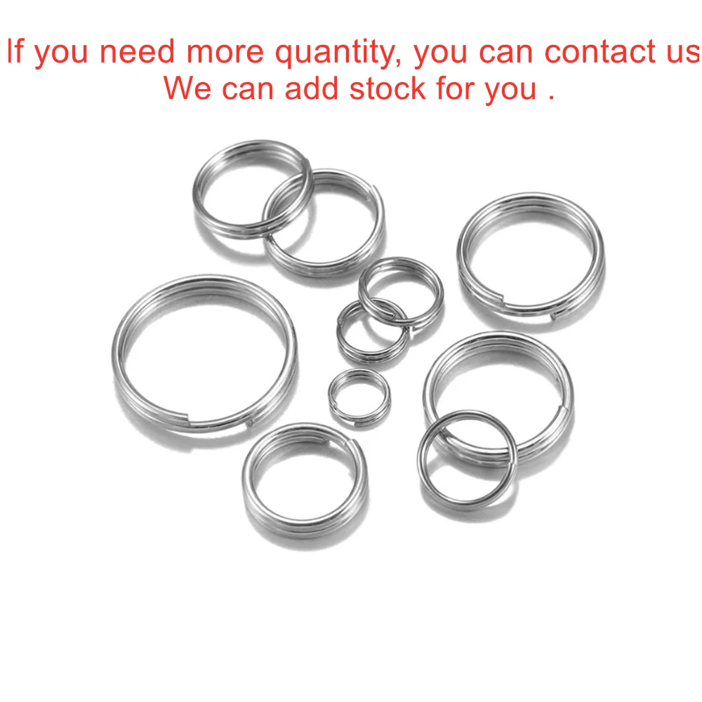 50-100 unids/lote 6 8 10 12mm anillos abiertos de acero inoxidable conectores de bucles dobles para hacer joyería DIY suministros de llavero