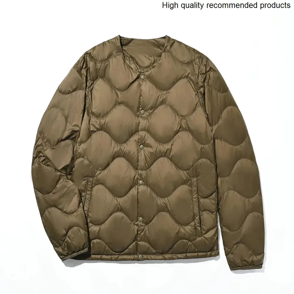 new style Men's round 2025 neck thin gourd down jacket liner lightweight collarless down jacket