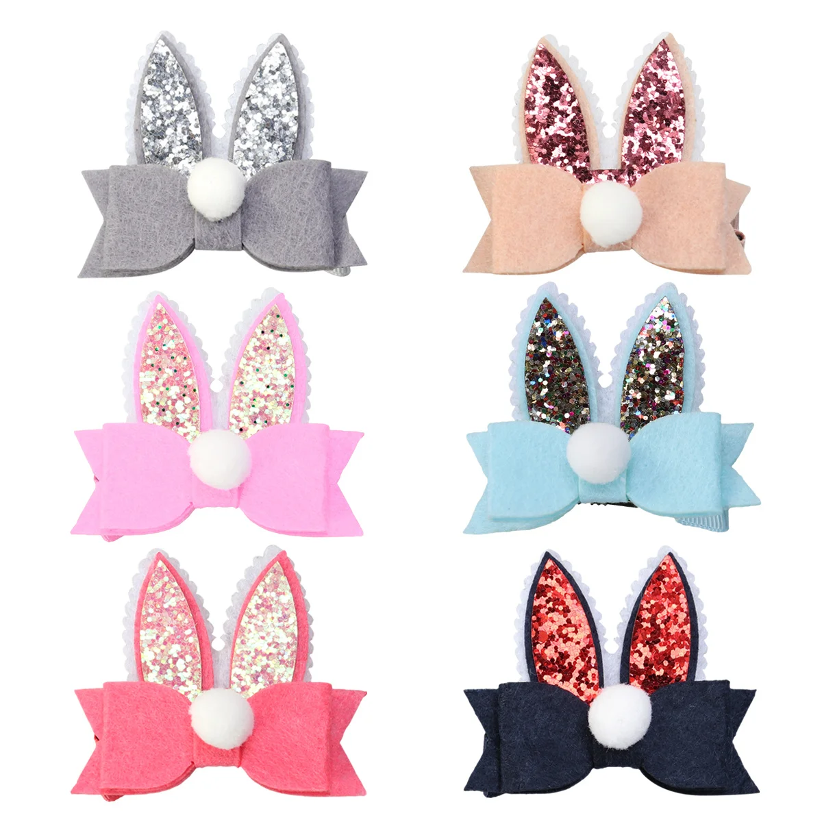 

4Pcs Rabbit Ear Hair Clips with Bowknot Design for Girls Beautiful Delicate Hair Accessories Ideal for Easter Party Daily
