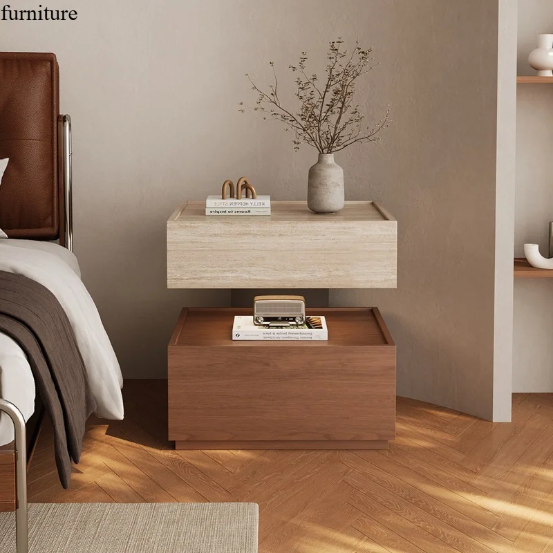 Suspended building block bedside table Italian minimalist bedside table with lamp antique master bedroom storage cabinet