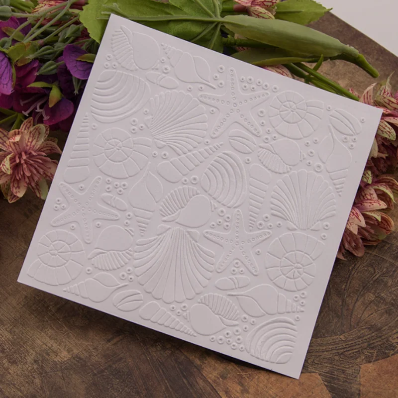 12.6cm Starfish Conch Plastic Bump Embossing Template DIY Scrapbooking Journal Fondant Indentation Cake Album Card Make Stencils