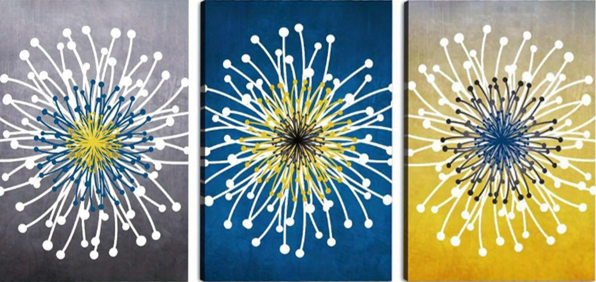 3pcs - Colorful dandelion theme canvas wall art  painting, 2D flat, suitable for Easter, Mother's Day, Carnival, St. Patrick'