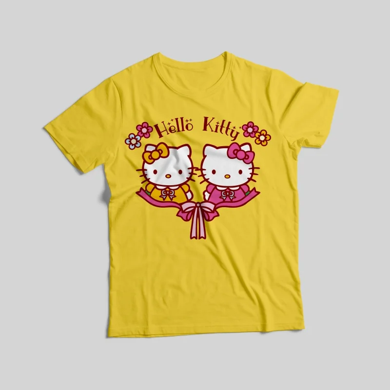 تيشيرتات مطبوعة من سلسلة سانريو، قطن 100%، متوفرة بـ 8 ألوان، النمط الأساسي الأكثر مبيعًا ملابس الأم وأنا/النسائية