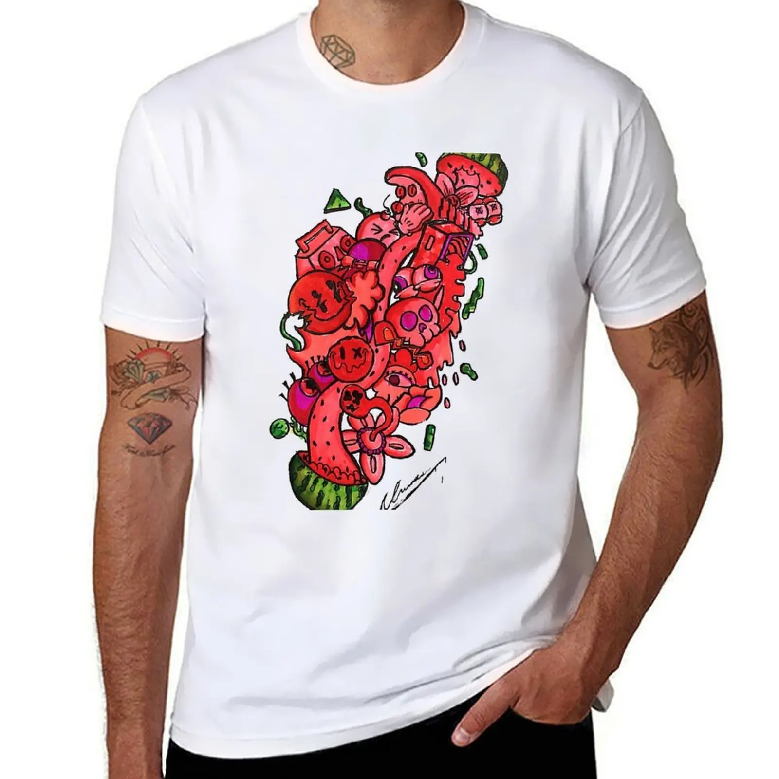 

ArTizM crazy watermelon in half T-Shirt t shirt man luxury t shirt men 100% cotton luxury brand T-Shirt