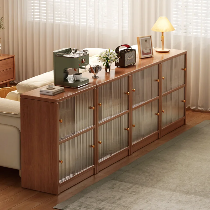 

Bookcase, solid wood, minimalist Japanese multi-functional storage cabinet, living room storage, dust-proof storage cabinet