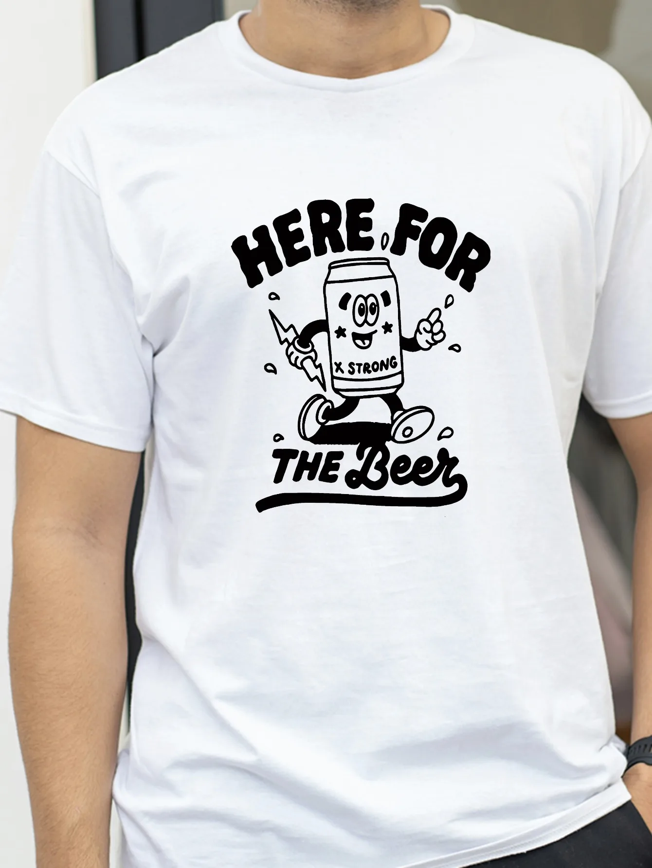 

Funny Here for The Beer Printed T-shirts Graphic T-shirts High-quality Men's and Women's Short-sleeved T-shirts Men's