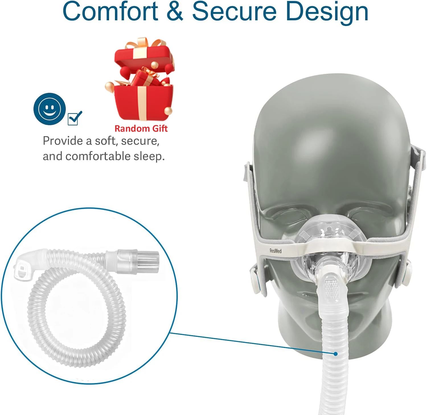 

Сменная трубка для Airfit N20/S10/AIR MINI, короткая трубка для подключения шланга, принадлежности для CPAP - быстросъемная и вращающаяся на 360 градусов