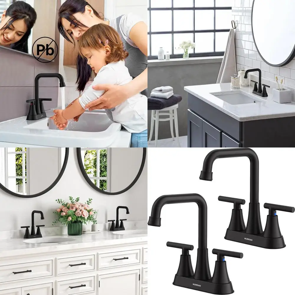 

Матовый черный смеситель с 4-мя изливами для установки в раковину с 3 отверстиями, поворотный излив, 360° ° Поворотные механизмы, 2 шт. в комплекте, для использования в ванной комнате или в автодомах