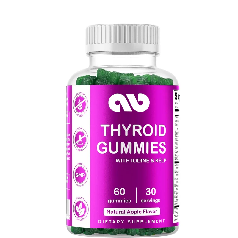 Vitamin vegetarian thyroid support gummies with iodine and kelp -60 pills - boost your energy and increase metabolism