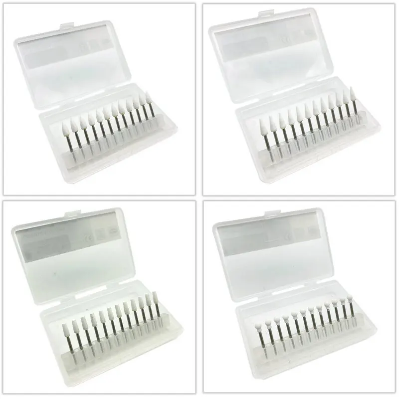 12Pcs/BOX Dental White Stone Polishing Burs for High Speed Handpiece or Low Speed Contra Angle Handpiece