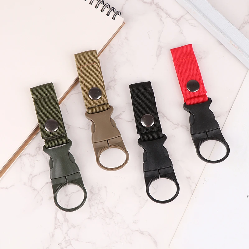 Portable Water Bottle Hanging Buckle Mineral Water Clip Buckle Outdoor Tactical Nylon Beverage Bottle Webbing Hanging