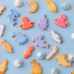 3Pcs Ocean Seahorse Octopus Cookie Cutters Children's Pastry Molds Birthday Party Decoration DIY Cake Biscuit Baking supplies