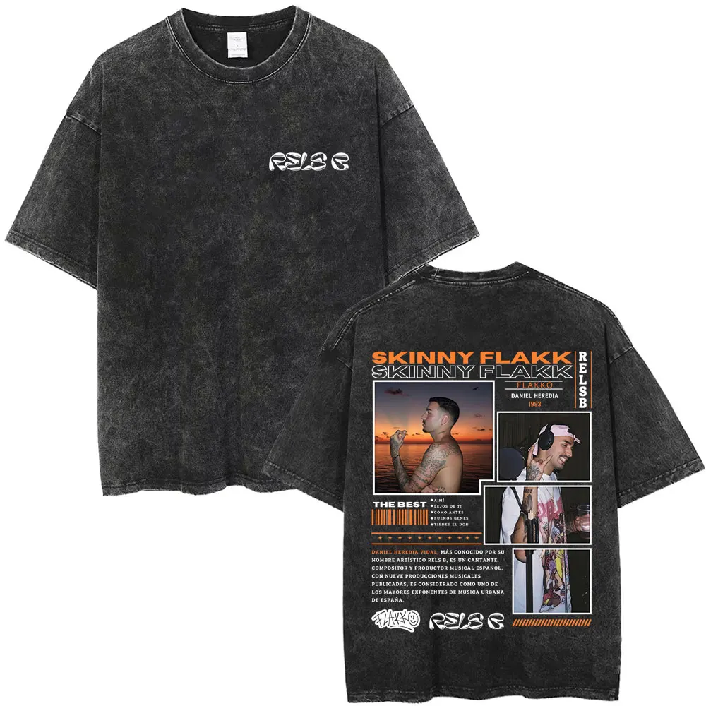 

Washed Vintage Rapper RELS B Skinny Flakk Graphic T-shirt Men Women Hip Hop Fashion Pop Music T-shirts Male Oversized T Shirts