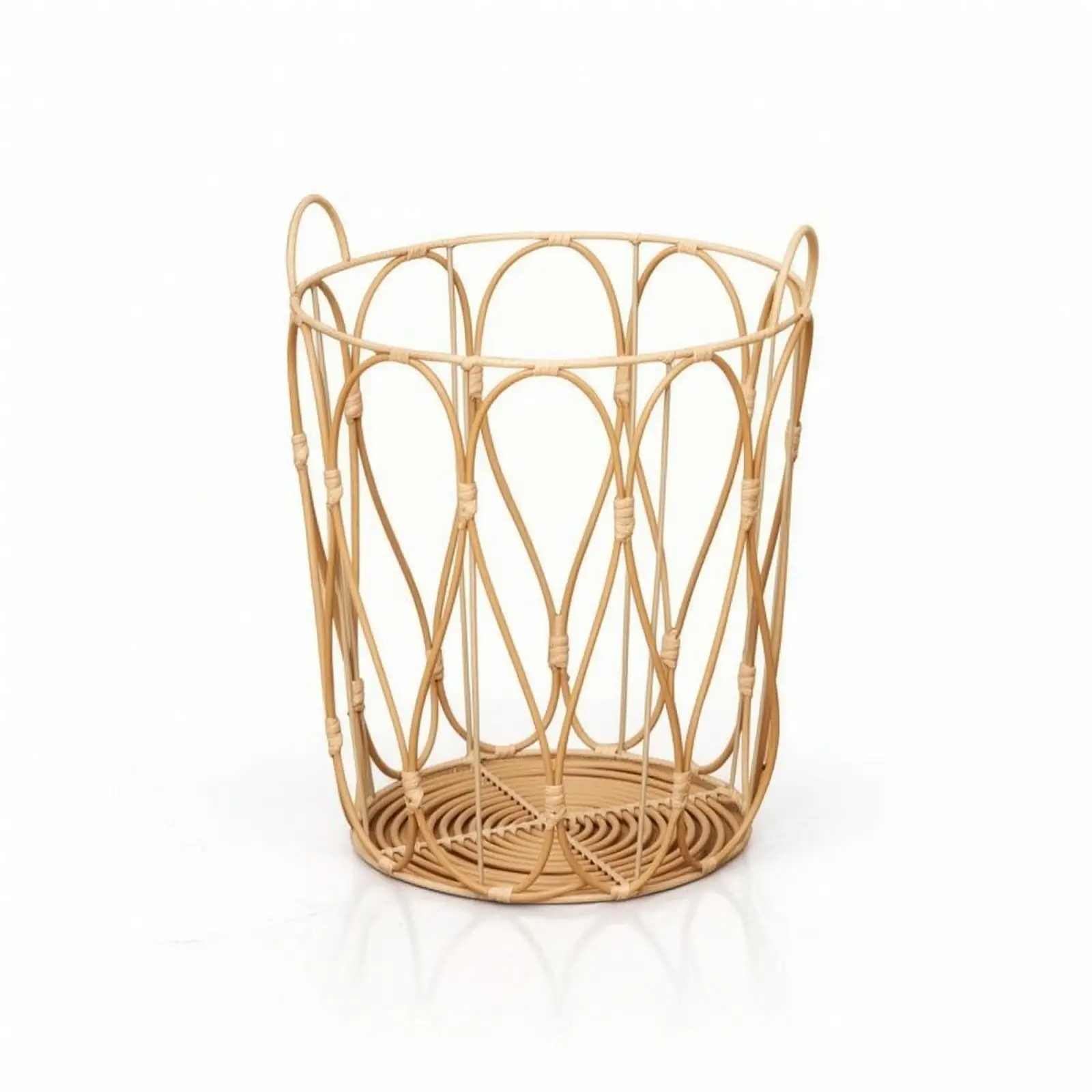 Open Lattice Woven Laundry Basket Circular Base Portable Laundry Room Organizer for Home Dirty Laundry Bin Storage Solution