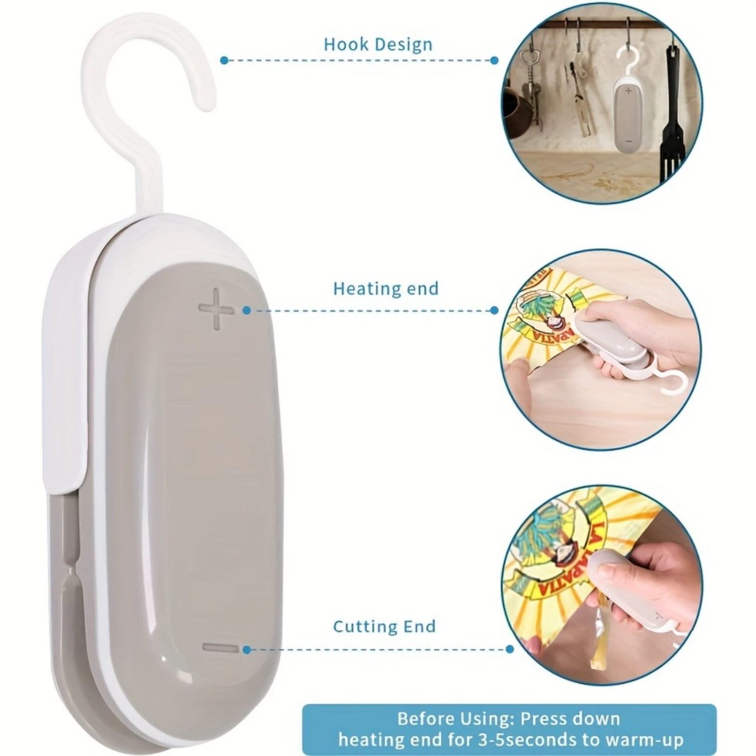 Mini Bag Sealing Machine - Portable 2-in-1 Handheld Sealer for Chip Bags, Plastic Bags, Food Storage