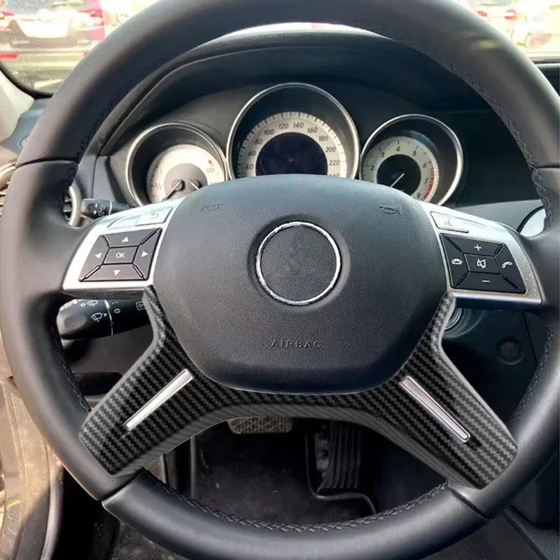 For Mercedes Benz C E ML GL Class W204 W212 W463 W166 X166 Car Steering Wheel Panel Sticker Cover Trim accessories view 2