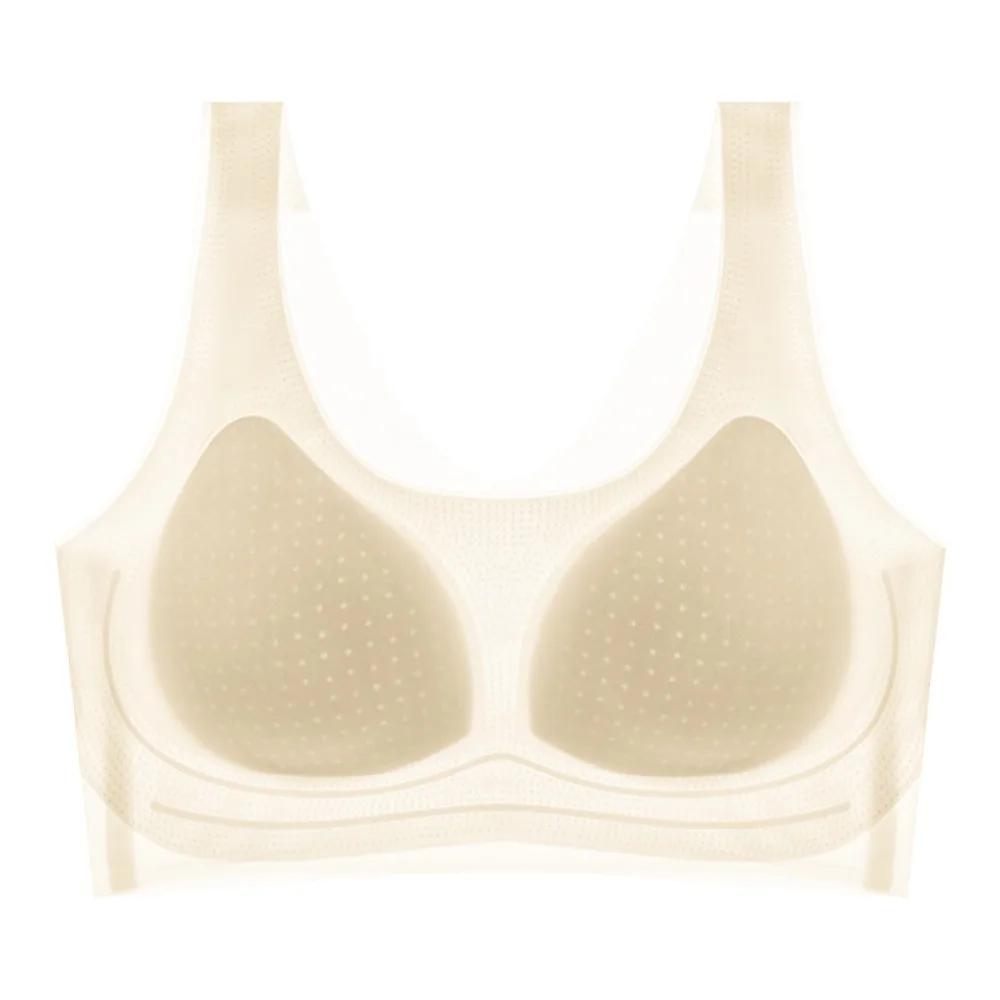 

Close-fitting Wireless Deep V Bra Anti-sagging Shockproof Push Up Underwear Lingerie Adjustable Thin Ice Silk Brassiere Running