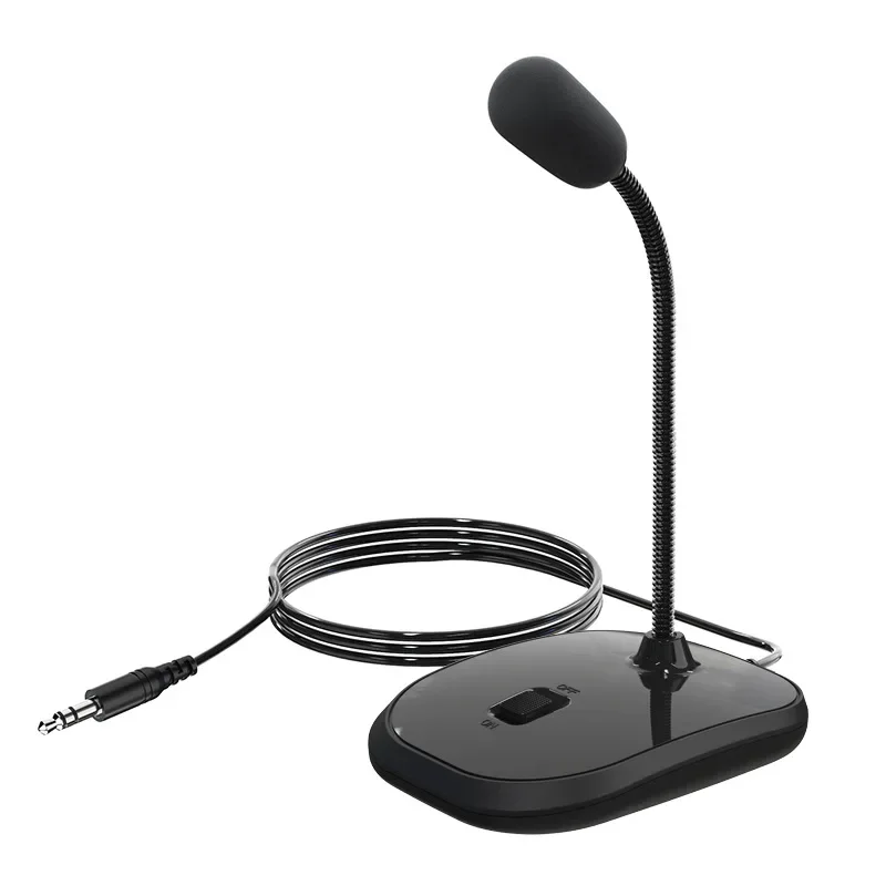 

3.5mm Plug Studio Desktop Microphone Omnidirectional PC Laptop Computer Mic For Speech Recording Notebook Microphone Stand