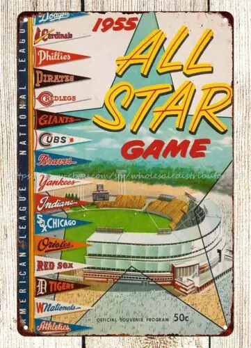 1955 baseball sports Program metal tin sign wall