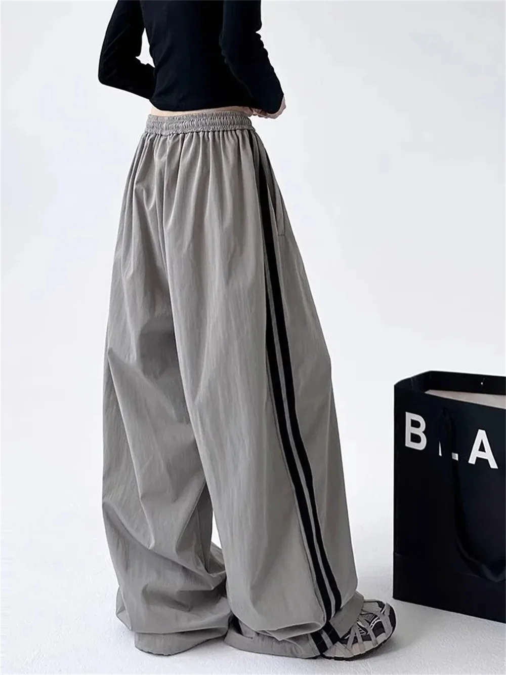 Summer Pants Woman Casual Elastic Waist Sweatpants Loose Thin Quick Drying Wide Leg Pants Vintage Baggy Oversize Solid Trousers