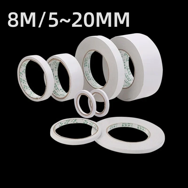 8M Double Sided Tape Double Sided Tape White Strong Ultra-thin High-adhesive Cotton Double-sided Tape Super Strong Paper Tape