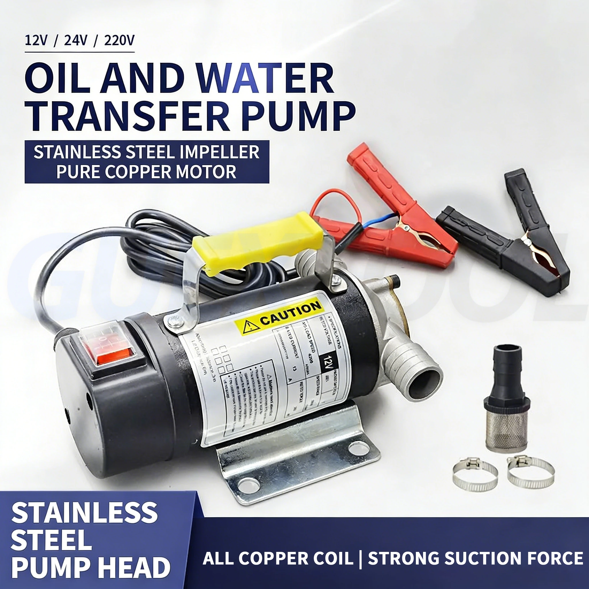Stainless Steel Oil-water Dual-purpose Pump Household And Agricultural Small Portable Oil Pump Self-priming DC Oil-water Pump