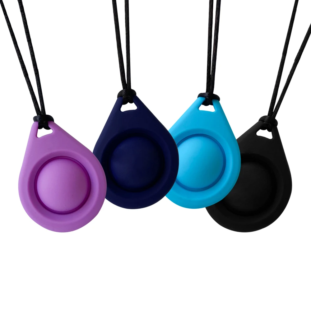 1/4pcs Silicone Teether Round Decompression Chews for Baby Nursing Teething Toy Sensory Chew Necklace Fidget Anxiety Autism