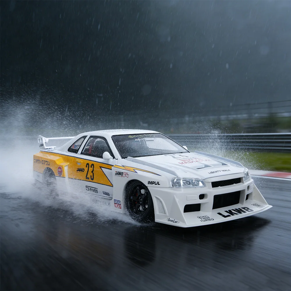 Carro esportivo clássico branco de edição limitada com asa traseira, escala 1:24, carro de brinquedo, modelo de metal fundido, presente ideal de aniversário para menino.