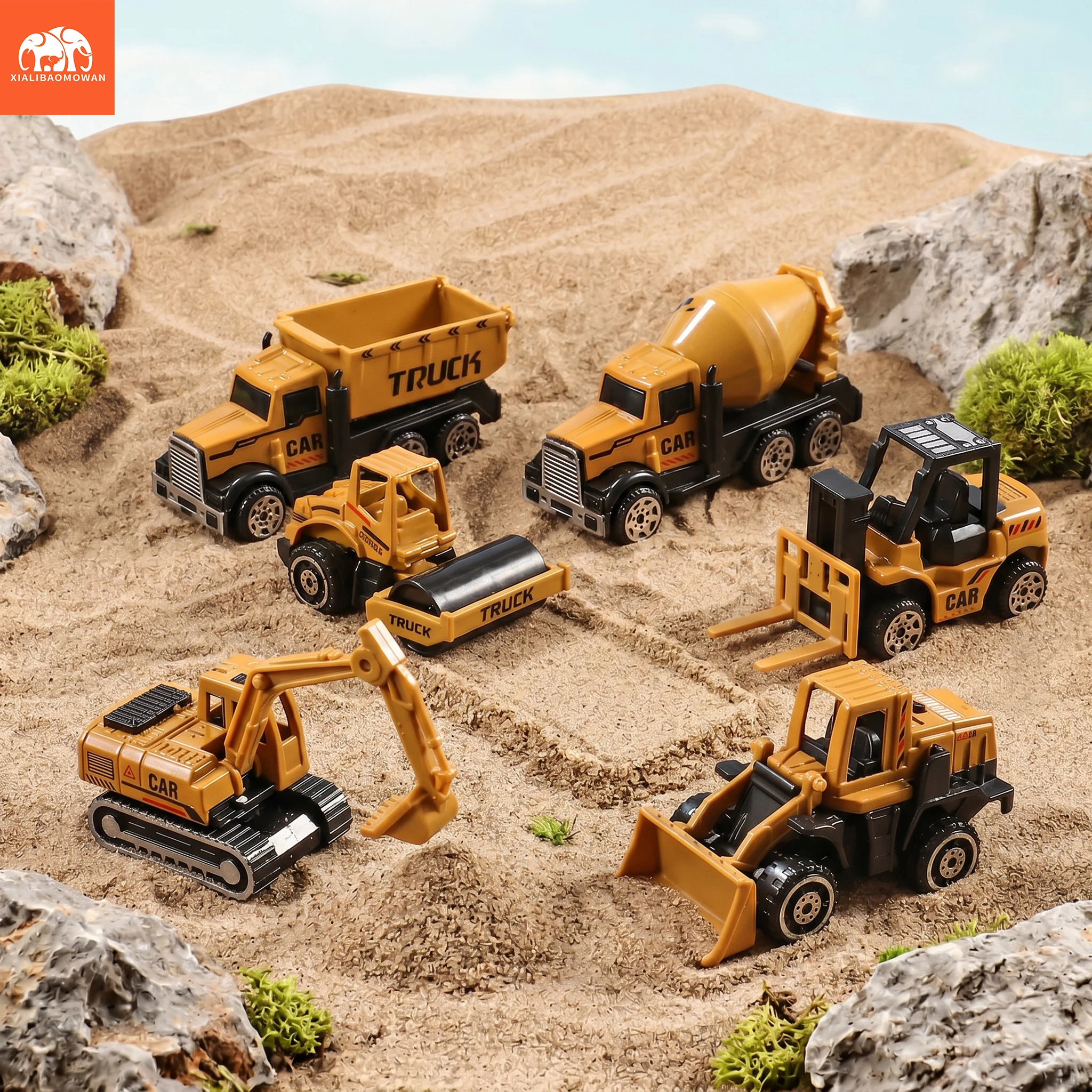 Juego de Vehículos de Ingeniería Clásicos de Aleación Fundida a Presión y Plástico, Modelo de Construcción de Juguete, Incluye Tractor, Excavadora y Camión - Regalo para Niños