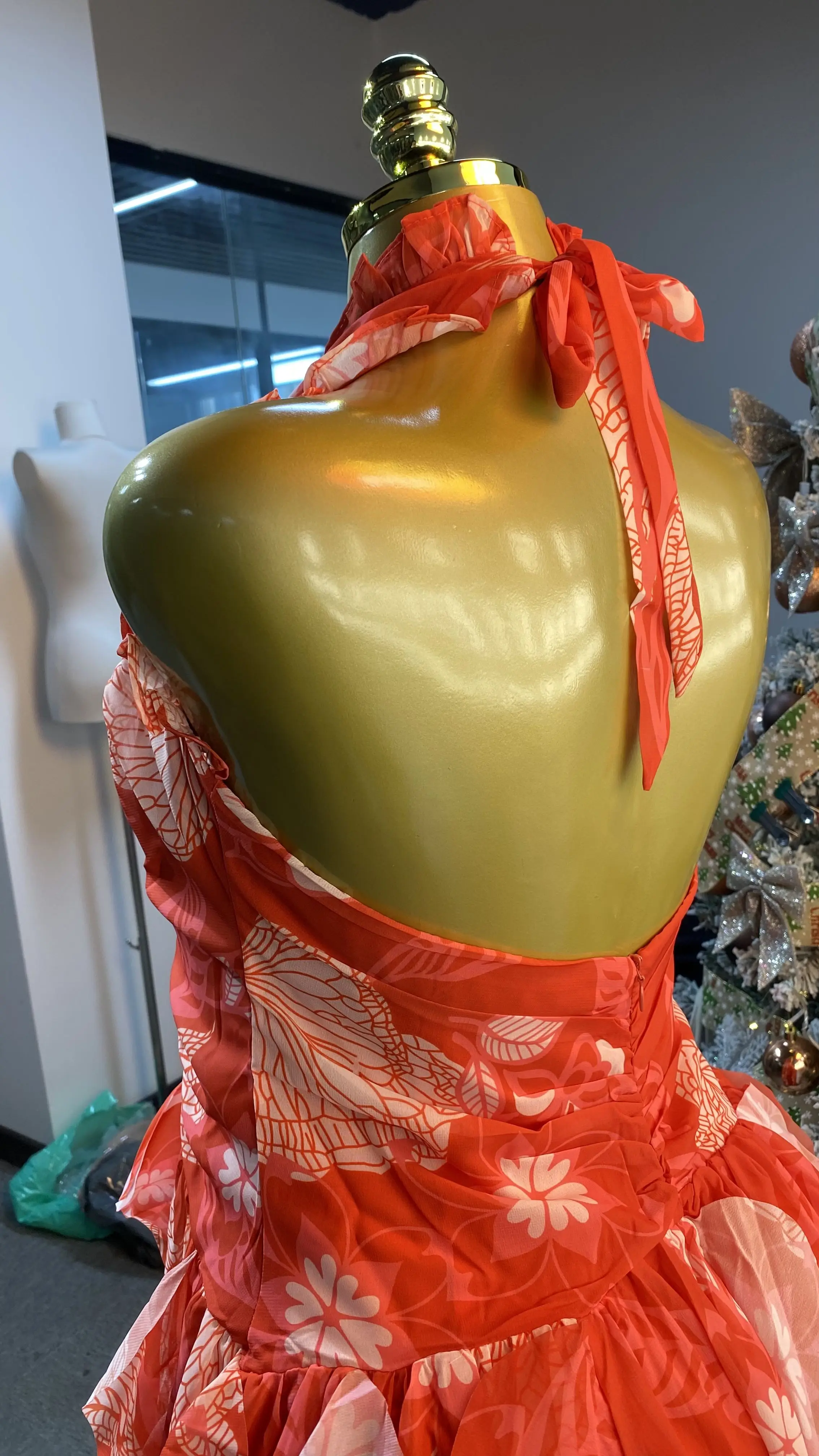 Resort Style Backless Top with Printed Ruffled Skirt for Women-GZXX387 #3