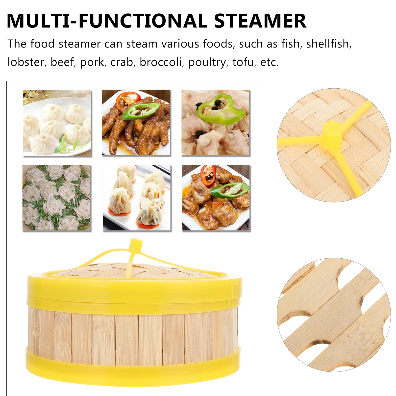 

Bamboo Steamer Multi functional Food Kitchen Large Size Fit Wok Pot Pan Preserve Household Steamer Vitamins Minerals
