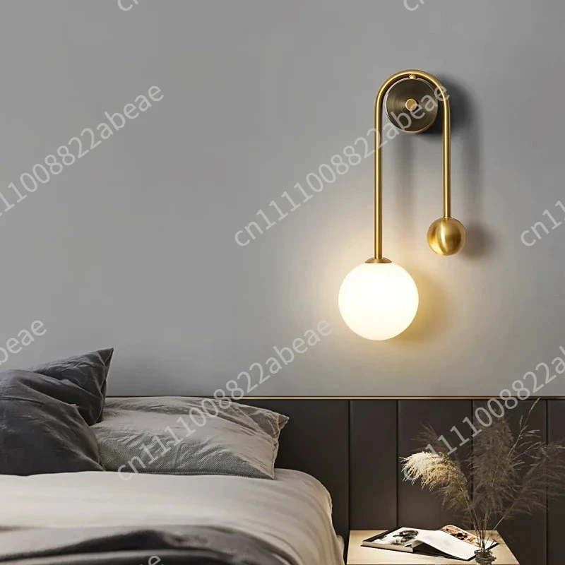 Modern Copper Wall Sconces with Frosted Glass Shade Home Decor Lighting Fixture for Bedside Bedroom Bathroom Doorway Corridor