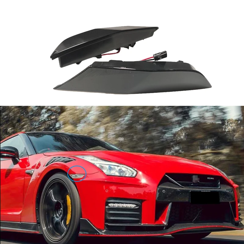 LED Dynamic Side Marker Lights, Turn Signal, Pisca Amarela, Lâmpadas Indicadoras para 2007-2017 Nissan GTR R35, 2Pcs