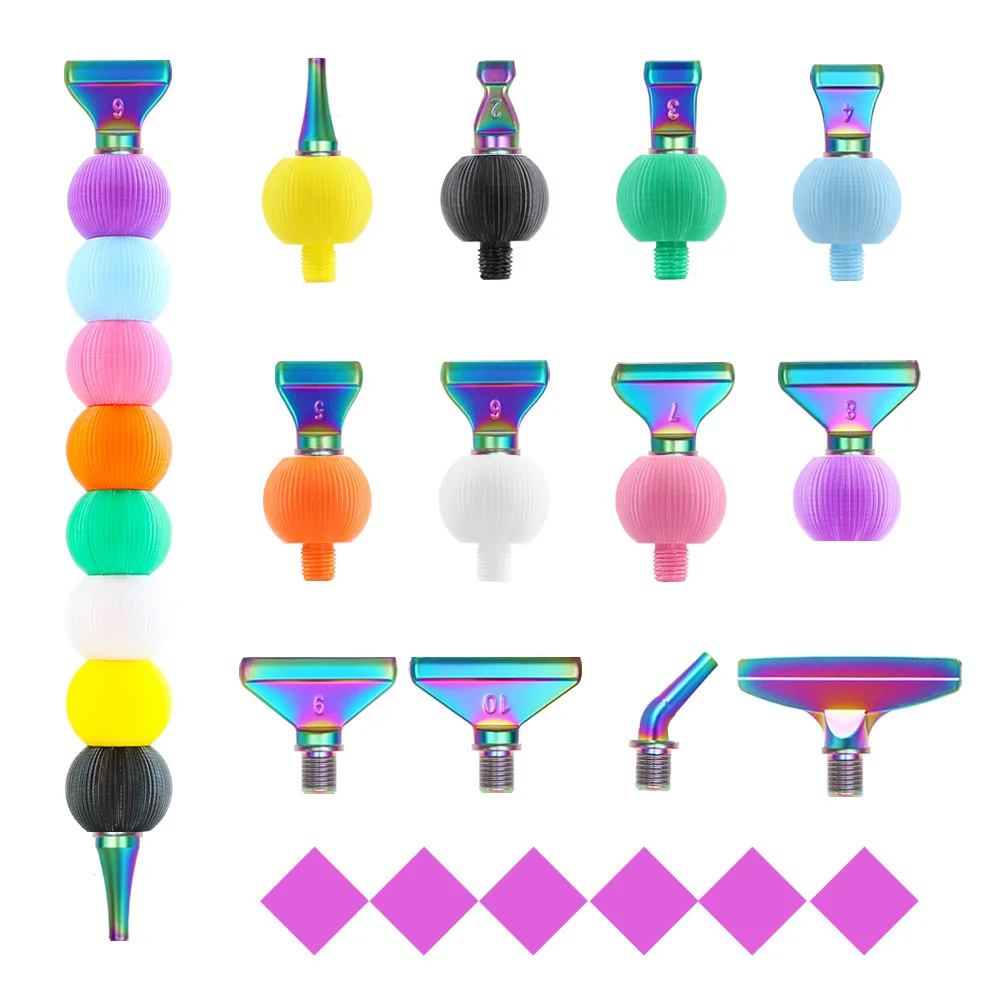

New Tanghulu Shape Spliceable Diamond Painting Pen Set with DIY Colorful Alloy Metal Pen Heads Glue Clay 5D Tool Set