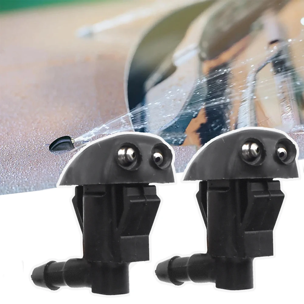 2 Pcs Car Front Windshield Washer Nozzles Wiper Dual Holes Water Spray Jet Repair Wipers Blade Exterior Accessories