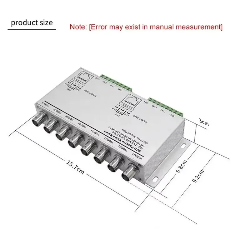 8 Channel CCTV Passive Video Balun RJ-45 UTP Twisted Pair Cable BNC Output For AHD CVT TVI 5MP 2MP Camera