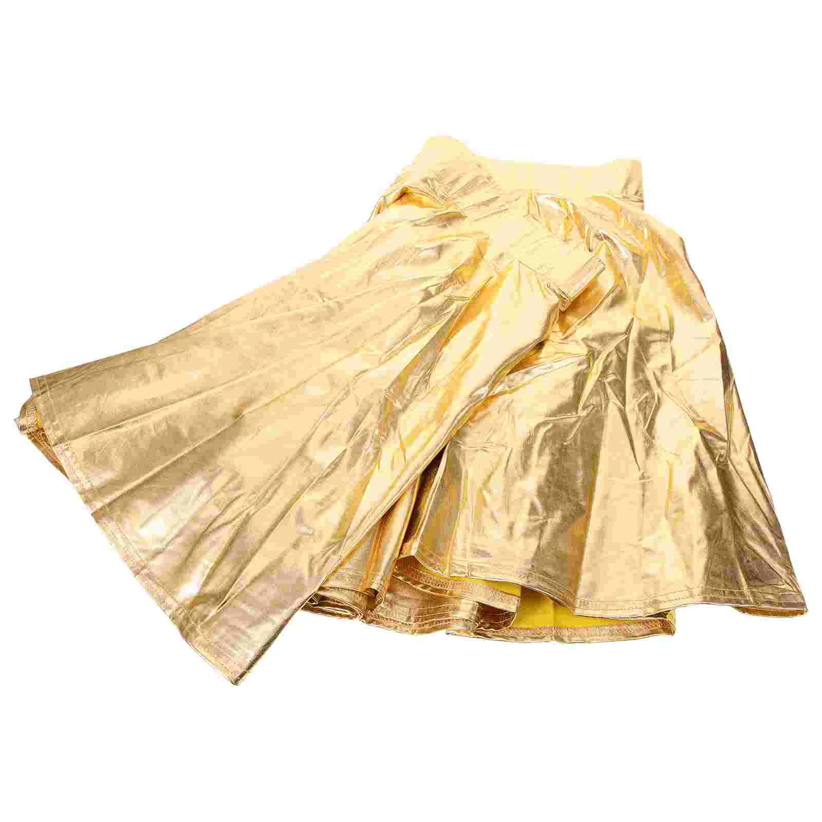 

Skirt Dance Costumes Cheerleader Plaid Dancing Slip for Women Pleated Flared Shiny Decorative