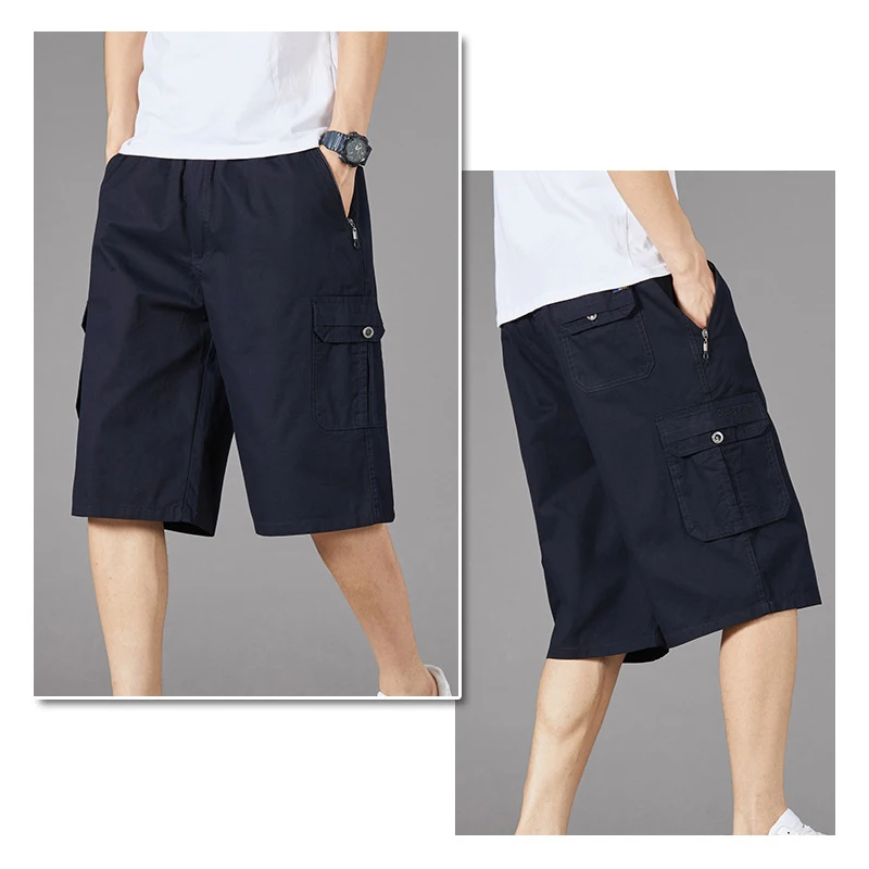 Men Military Cargo Shorts Multi Pocket Casual Cargo Shorts Fitness Work Pants Male Summer Tactical Shorts Joggers Hiking Pants