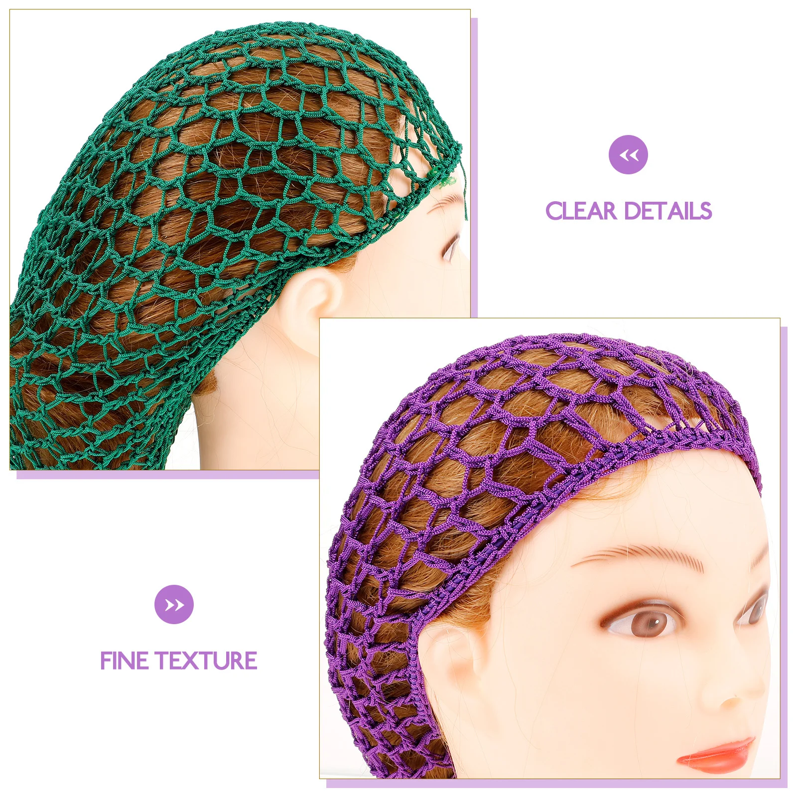 

2pcs Crochet Sleeping Hat Long Stretchy Protector Washable Hair Accessories Green Hair Protector Purple