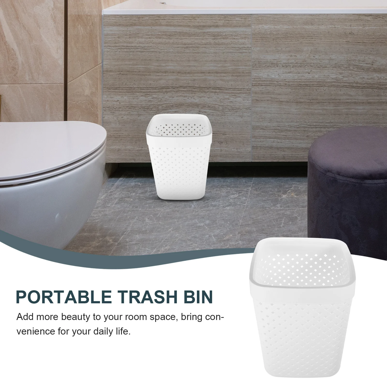 

No Lid Trash Can Plastic Small Garbage Bin For Bedroom Bathroom Office Kitchen Home Use Waste Basket Multi-Function Trash